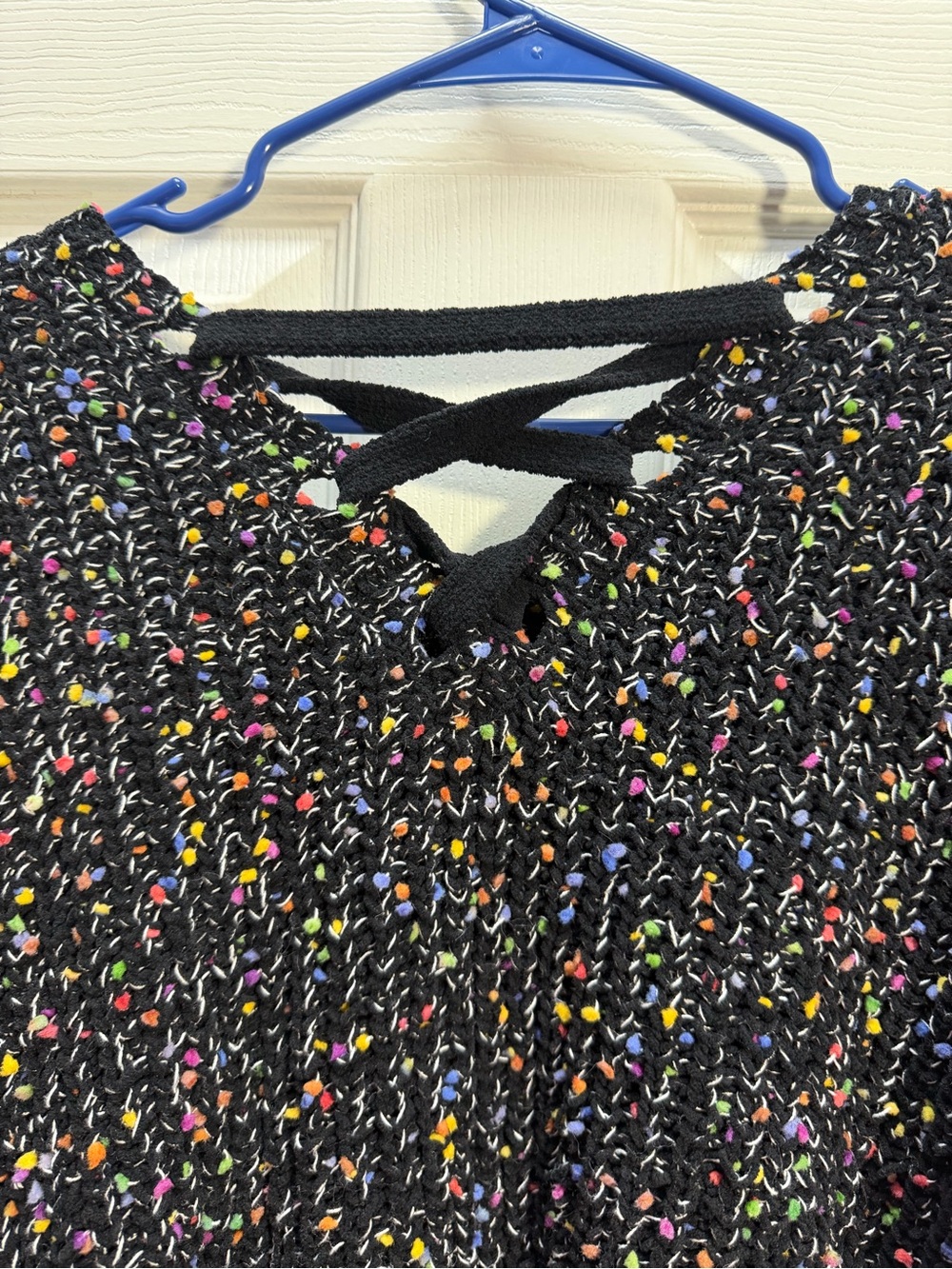 I.N. San Francisco Black Knit Sweater with Multicolor Pom Flecks - Picture 5 of 6